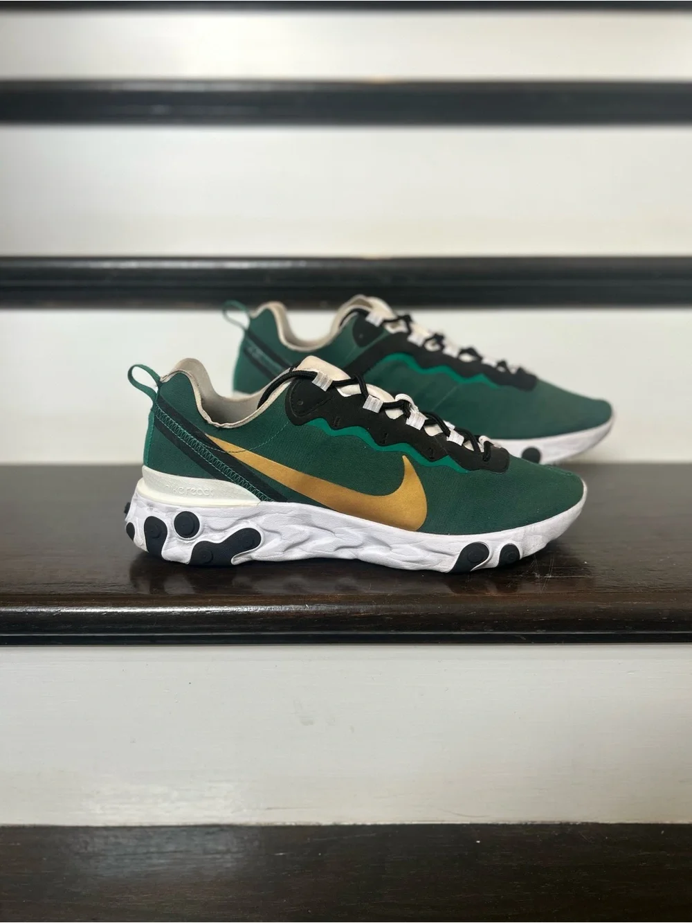 Nike React Lucent Green White Gold Running Shoes Men's 11.5 - Customized*